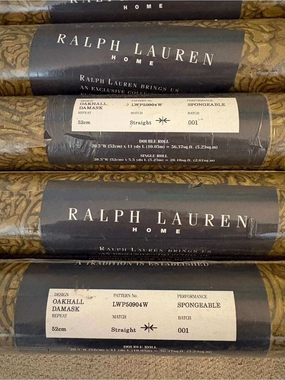 6 rolls Ralph Lauren Home Oakhill Damask wallpaper moody vibes